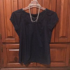 Mossimo sheer navy blue short sleeved shirt. M